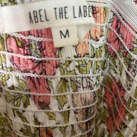 Abel the Label Floral Print Smocked Shoulder Tie Tiered Maxi Dress - Size M - Picture 4 of 7